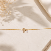 Personalized Gold Initial Bracelet with Diamond Drop 1.48 grams, 18kt gold