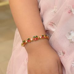 Gold Strawberry & Heart Kada for Baby Girls - 7.3 grams 18kt gold