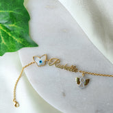 Personalised Name Bracelet with Butterfly & Angel Charm 5 grams, 18kt gold