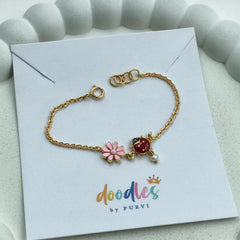 Ladybug & Daisy Bracelet 1.69 Grams, 14KT Gold