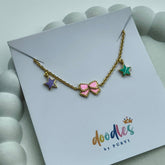 Whimsical Star & Bow Bracelet 2.22 Grams, 14KT Gold