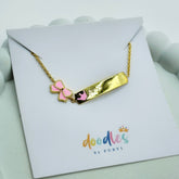 Blush Bow Bar Bracelet 3.5 Grams, 14KT Gold