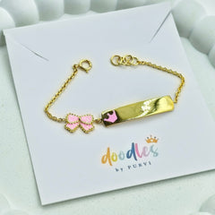 Blush Bow Bar Bracelet 3.5 Grams, 14KT Gold