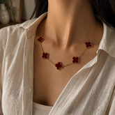 Red Clover Charm Necklace 6.69 grams 18KT Gold