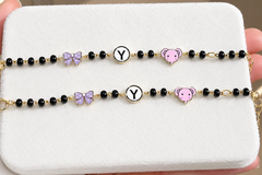 Cute Purple Ribbon & Elephant Nazariya For Baby Girl 4.59 Grams a Pair , 18KT Gold