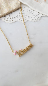 Customized Neckpiece with Heart & Bow 5.5 Grams, 18KT Gold