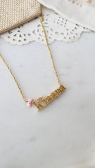 Customized Neckpiece with Heart & Bow 5.5 Grams, 18KT Gold