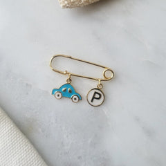 Car With Initial Lapel Pin 1.82 Grams, 18KT Gold