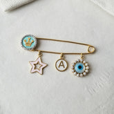 King Crown, Initial, Star Lapel Pin 4.2 Grams, 18KT Gold