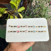 Butterfly Crown Evil Eye Gold Beads Nazariya 5.3 Grams a Pair, 18KT Gold