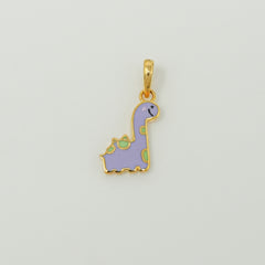 Tiny Giraffe Pendant, Lavender Enamel Gold Pendant 0.93 grams, 18KT Gold