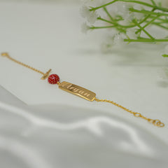 Personalised Bat & Ball Name Bracelet 3.79 Grams, 18KT Gold