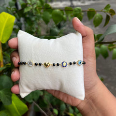 Spiritual Bracelet | Om, Trishul & Evil Eye Charm Bracelet 2.450 grams 18kt gold