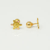 Sunny Swirl Flower Studs 1.11 Grams, 18KT Gold