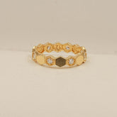 Hexa Bloom Diamond Band Ring 2.17 Grams , 18KT Gold