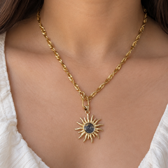 Gold Sunburst Umbilical Cord Keepsake Necklace 6 grams 18KT Gold