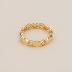 Hexa Bloom Diamond Band Ring 2.17 Grams , 18KT Gold