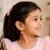 Pink Butterfly Gold Hoop Earrings for Girls 2 grams , 18kt gold