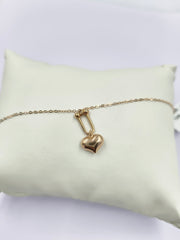 Heart Drop Chain Bracelet 0.74 grams, 18KT Gold