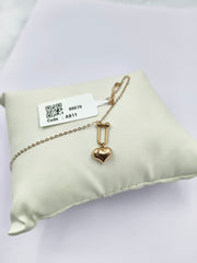 Heart Charm Chain Bracelet 0.74 grams, 18KT Gold