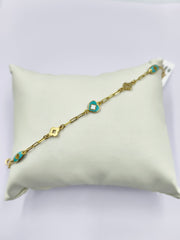 Enamel Floral Motif Bracelet 3.46 grams, 18KT Gold