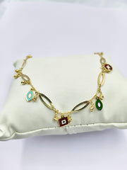 Multi-Color Evil Eye Bracelet 4.34 grams, 18KT Gold