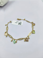 Multi-Color Evil Eye Bracelet 4.34 grams, 18KT Gold