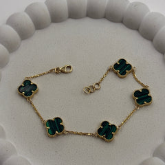 Van-Cleef Green Charm Bracelet 4.95 Grams, 18KT Gold