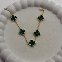 Van-Cleef Green Charm Bracelet 4.95 Grams, 18KT Gold