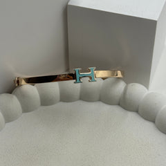 Classic “HERMES” Blue Inspired Kada 6.63 Grams, 18KT Gold