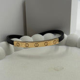 Cartier Motif Gold with Black Strap Kada 3.88 Grams, 18KT Gold