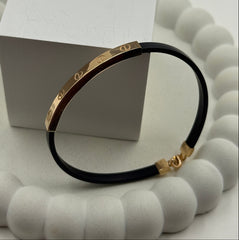 Cartier Motif Gold with Black Strap Kada 3.88 Grams, 18KT Gold