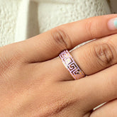 Pink Enamel Greek Key Ring 6.4 Grams, 22KT Gold