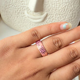 Rose Enamel Greek Key Ring 6.42 Grams, 22KT Gold