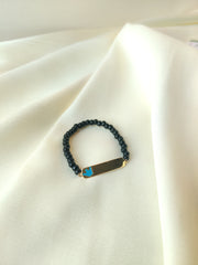 Blue Heart Bead Bracelet 1.07 Grams, 18KT Gold