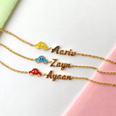Zoom and Vroom Name Bracelet 3.5 grams, 18kt gold