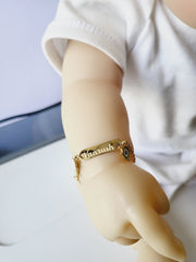 "Out of This World" Alien & Spaceship Name Bracelet 3.5 grams, 18kt gold