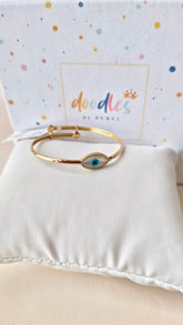 Oval Evil Eye Gold Kada 2.95 Grams, 18KT Gold