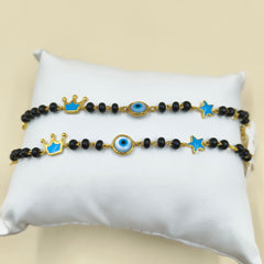 Crown Evil Eye Star Nazariya Pair 3.84 Grams, 18KT Gold