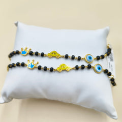 Crown Car Evil Eye Nazariya Pair 3.88 Grams, 18KT Gold