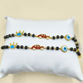 Crown (Red) Car Evil Eye Nazariya Pair 4.59 Grams, 18KT Gold