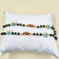 Crown (Red) Car Evil Eye Nazariya Pair 4.59 Grams, 18KT Gold