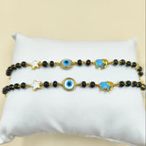 Star Evil Eye Elephant a Pair 4.08 Grams, 18KT Gold