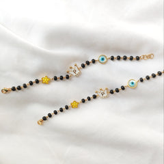 Crown And Evil Eye Nazariyas 5 Grams A Pair, 18KT Gold