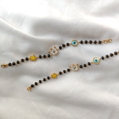 Crown And Evil Eye Nazariyas 5 Grams A Pair, 18KT Gold