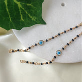 Evil Eye Black And Gold Beads 3.84 Grams Pair, 18KT Gold