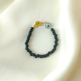 Car Evil Eye Black Beads Bracelet 0.78 Grams, 18KT Gold