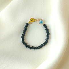 Car Evil Eye Black Beads Bracelet 0.78 Grams, 18KT Gold