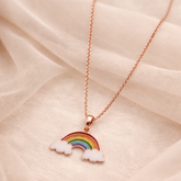 Rose Gold Rainbow Pendant Necklace for Kids 3.71 grams, 18KT Gold