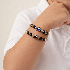Little Luxe: Playful Car Charm Black Bead Kada for Kids 18kt Gold 9.42 grams